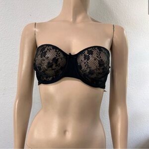 Vintage Vassarette strapless lace black size:34D